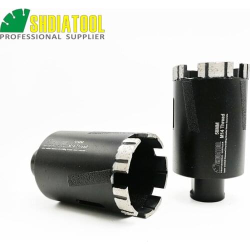SHDIATOOL 2pcs Laser Welded Diameter 58mm Diamond Dry or Wet Drilling Core Bits M14 thread hole saw for drilling granite marbel