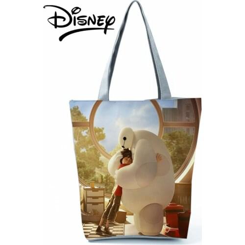 Disney Big Hero Handbags High Capacity Lady Shoulder Bag Fashion Refreshing Shopping Bag Cartoon Baymax Printed Reusable Tote