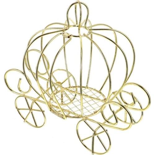 TTLIFE Creative Pumpkin Carriage Decor Golden Candy Box Pumpkin Cart Metal Candy Box Christmas Party Decor Supplies