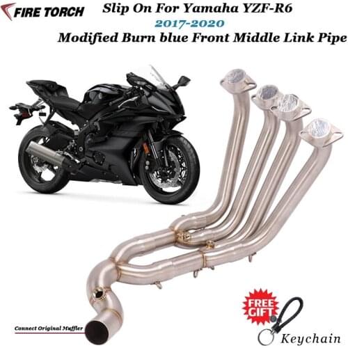 Slip On For Yamaha YZF-R6 r6 2017 2018 2019 2020Motorcycle Exhaust System Escape Modified Stainless Steel Front Middle Link Pipe