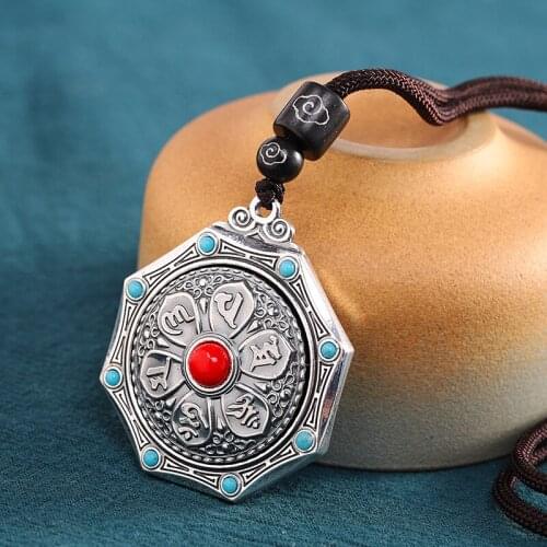 S925 Sterling Silver Jewelry Unisex Double-sided Rotatable Necklace