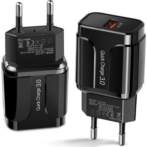 Quick Charge 3.0 USB Charger 18W Phone Charger for iPhone 7 8 X XS max Fast Wall Charger for Samsung S8 S9 Xiaomi mi 8 Huawei