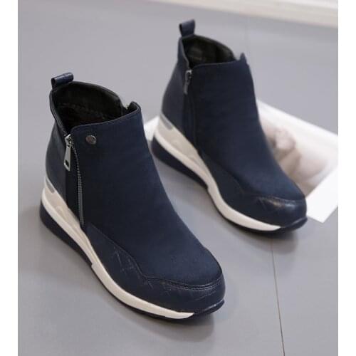 Plus Size Warm Plush Winter Botas Chunky Sneakers Ankle Boots Women Shoes Ladys Zipper Buckle Thick Sole Platform Zapatos Mujer