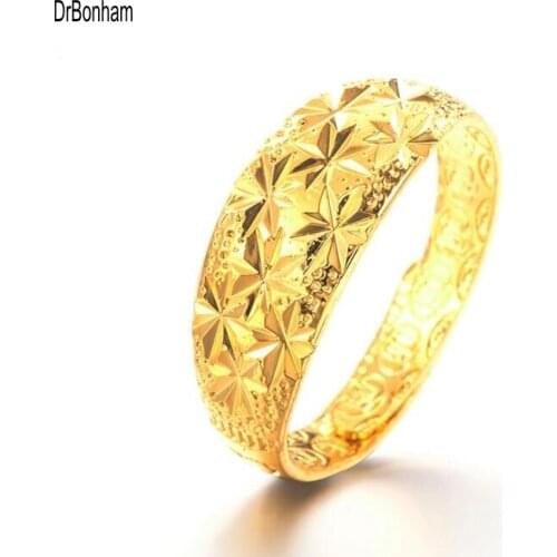 2019 NEW design 24K Gold star rings for Women Gold Color Dubai Bride Wedding Ethiopian Africa alliance Jewelry wholesale