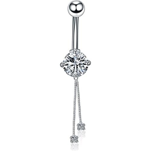 1Pc 14G Trendy Pendant Belly Button Rings Sexy Navel Piercing Surgical Steel Cubic Zirconia Dangle Belly Piercing Body Jewelry