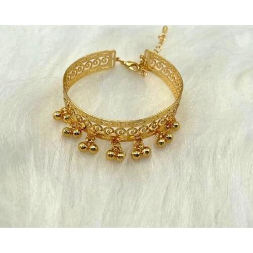 1pcs Copper Indian Dubai Bracelets Bangles for ladies Arabic Bangles with Charm Ethiopian African Gold Bracelets&Bangles Bridal