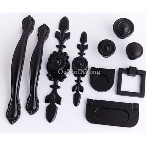 Classic Black 2PCS European Retro Kitchen Cabinet Door Handles Cupboard Drawer Wardrobe Wine TV Cabinet Pulls Handles and Knobs