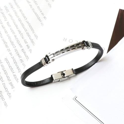 2021 Fashion Men Bracelet Steel Stainless Black Leather Adjustable Charm First Class Trend Sports Jewelry Sexy Street Style