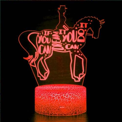 3D night light equestrian horse racing horse racing farm character toy figure model character human equestrian statue gift lamp