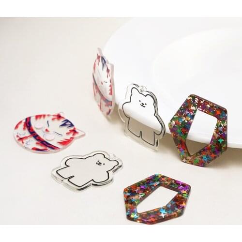 4pcs Cute cartoon transparent fashion earrings trend 2020 acrylic pendant diy jewelry decoration pendant keychain material