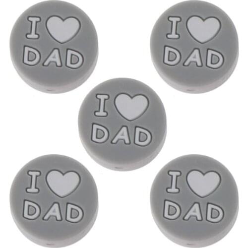 5pcs/lot Baby Silicone Beads Teething Teethers Nursing Toy I Love Mon/Dad Letter Teether Beads Food Grade Silicone DIY