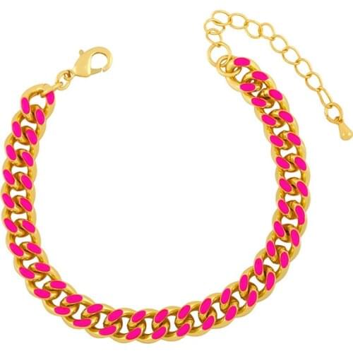 5Pcs Gold Cuban Chain Neon Bracelet For Women Simple Curb Link Chain Bracelet Chunky Thick Hip Hop Punk Jewelry Gifts