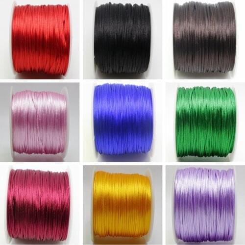 55 meters 1mm Braided Macrame Satin Silk Cord Chinese Knot Nylon Rattail Thread