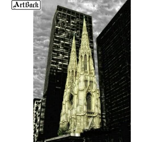 5d diy diamond painting city night cathedral landscape full square handmade art 3d diamond mosaic embroidery crafts