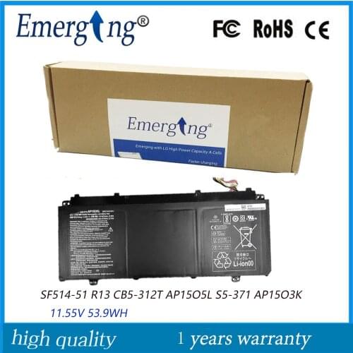 11.55V 53.9Wh Original AP15O5L New Laptop Battery for Acer Aspire AP1503K S5-371-52JR S5-371-7278 767P CB5-312T CB5-312T