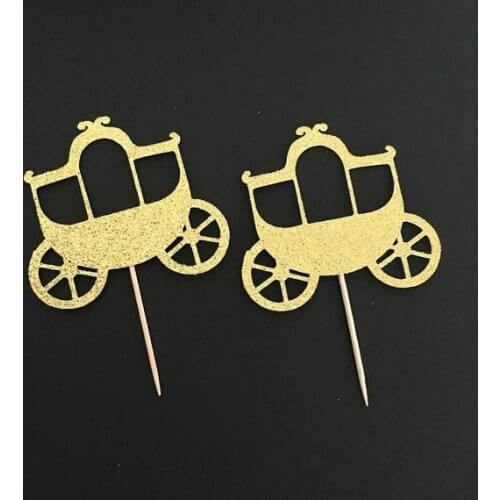 Glitter carriage equestrian themed princess birthday cupcake Toppers Bachelorette Party & Hen Party Supplies wedding toothpicks