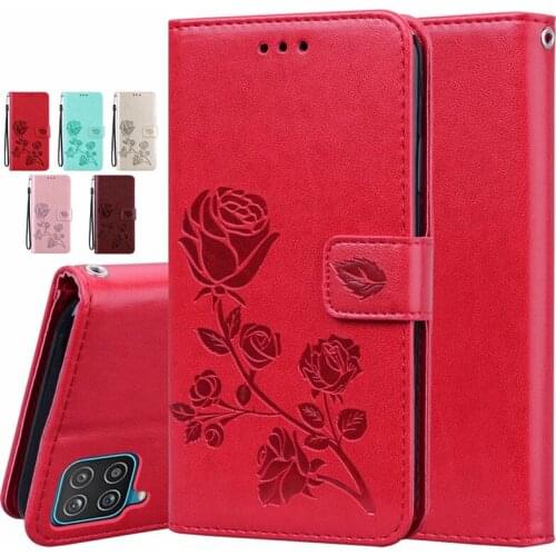 Rose Leather Flip Case For Samsung Galaxy S21 FE S20 Ultra M51 A22 A12 A42 A02 A32 4G A52 A72 A01 A11 A21S A31 A41 A51 A71 Cover