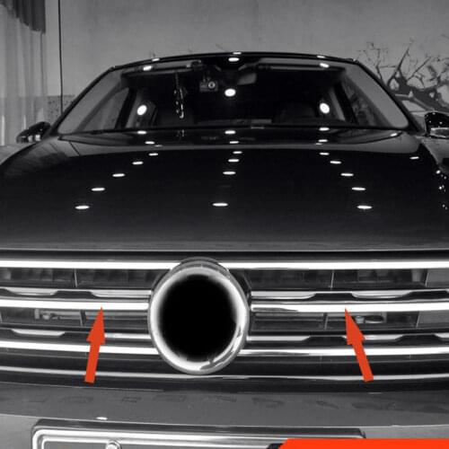 For VW Volkswagen Tiguan 2017 - 2019 Steel Front Grille Molding Cover Trim 2pcs