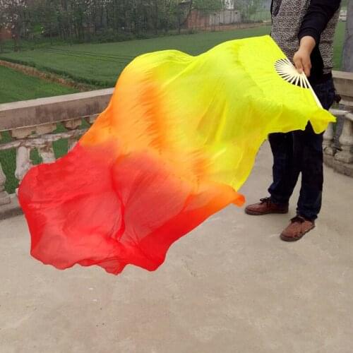 Beautiful Silk Three Color Gradient Flame Dance Fan Hand Folding Bamboo Fan Decoration Fan for Ladies Womens Home Crafts