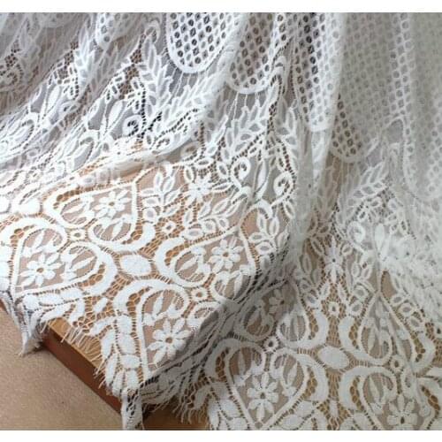 3M/Pack Classical Old Design Nylon Thick Section Yarn Full Dress Eyelash Lace Soft Black/ White French Bilateral Lace Fabric