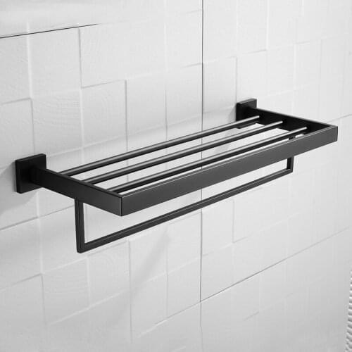 Matt Black Square Towel Racks for Bathroom High Quality Black Plating Towel Shelf ORB Hanging Holder Bathroom Towel Hanger