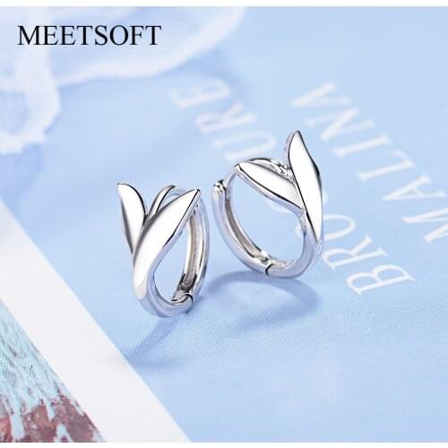 MEETSOFT Silver Prevent Allergy Hoop Earrings for Women Trendy Design Small Mermaid Tail Circle Jewelry Gift