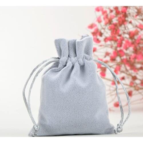 50pcs Thick Velvet Bag Jewelry Packaging Drawstring Pouch 8x10cm Grey Chic Small Bag Christmas Wedding Favor Gift Packaging Logo