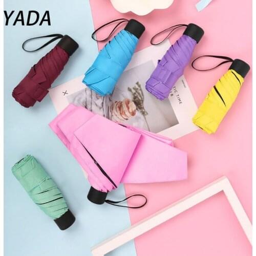 YADA 6K Fashion Mini Pocket Umbrellas Five-Folding Parasol Anti UV Rain Umbrella For Womens Compact Portable Umbrella YS210030