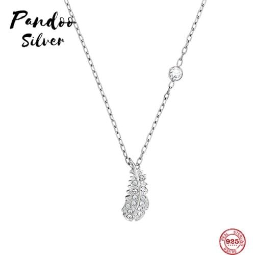 Fashion Charm 925 Sterling Silver Original 1:1 Copy, Light Feather Elegant And Elegant Necklace Female Luxury Jewelry Gifts