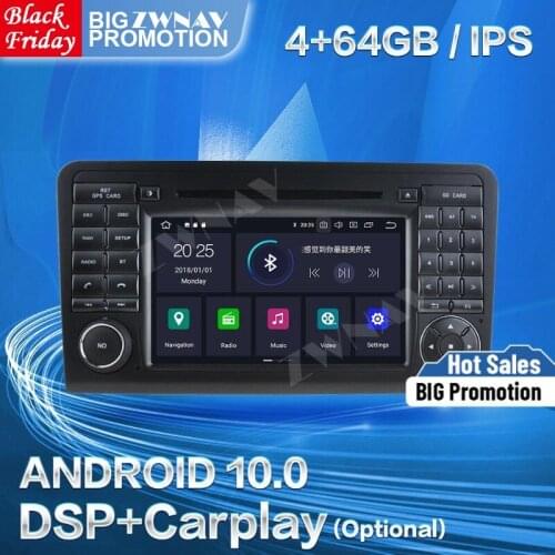 4G+64GB DSP Carplay For Mercedes-Benz ML Class W164 Android 10.0 Multimedia GPS Navigation Audio Stereo Radio Recorder Head Unit