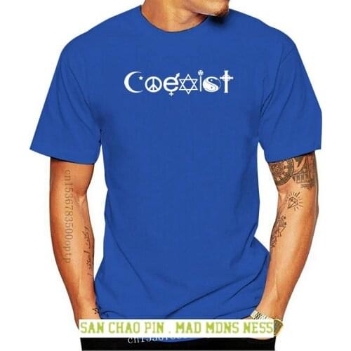 Coexist Religion Faith Symbol Hope Love Peace Short Sleeves T-Shirt Men 2020 Summer Tops Plus Size T Shirt Logo