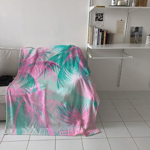 Colorful Palm Trees Hawaii Sofa Throw Blanket Children Warm Bedding Bedspread Family Travel Airplane Soft Flannel Blanket