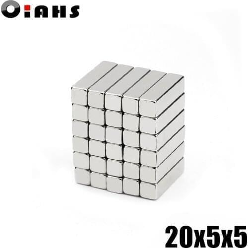 50pcs 20x5x5 Neodymium Magnet 20*5*5 mm N35 NdFeB Block Super Powerful Strong Permanent Magnetic imanes Block