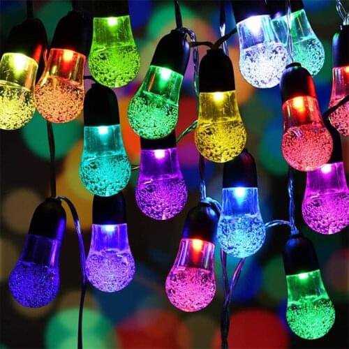 2021 New G40 Solar Crystal Ball Bulb String Light Outdoor Waterpfoof Garland Fairy Lights for Garden Party Christmas Decoration
