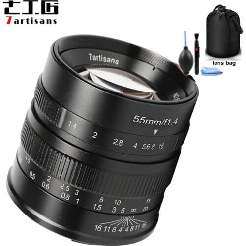 7artisans 55mm F1.4 Large Aperture Portrait Manual Focus Micro Camera Lens Fit for Canon eos-m Mount E-Mount Fuji FX-Amount