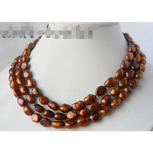 50'' 9MM Coffee Baroque Freshwater pearl Necklace