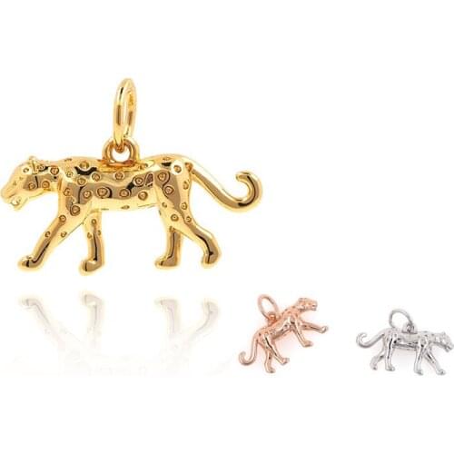 CZ Cheetah Necklace, Exquisite Animal Pendant, DIY Jewelry Making For Men And Women 13x17.4x4.2mm