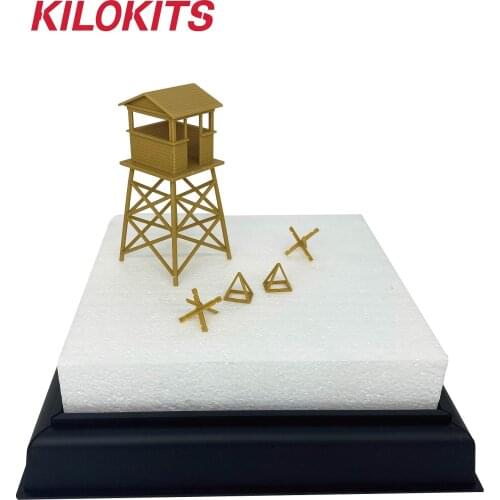 1/72 Scale Landscape Base 20x20cm with Watch Tower and Anti-Tank Obstacles Military Diorama
