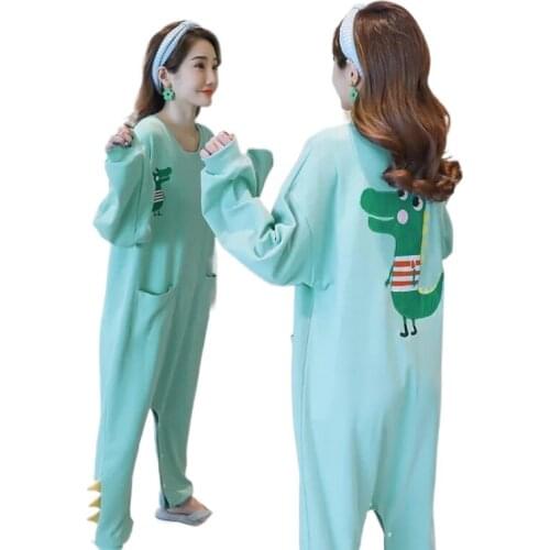 5011c-3 Summer Pajamas Women Pure Cotton Short-sleeved Summer Cute One-piece Pajamas Can Wear Outside Cotton Home Clothes