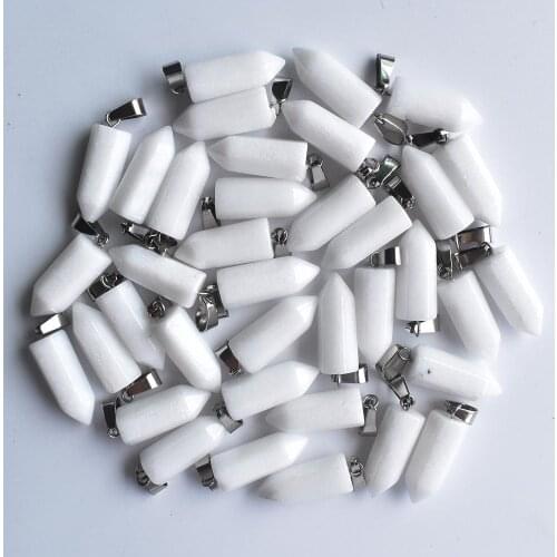 Wholesale 50pcs/lot fashion good quality natural stone hexagonal pillar charms pendants for jewelry making free