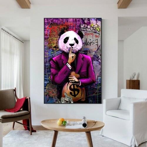 Pop Street Graffiti Art Animal Panda Bear Canvas Painting Wall Art Posters Prints Wall Pictures for Living Room Home Cuadros