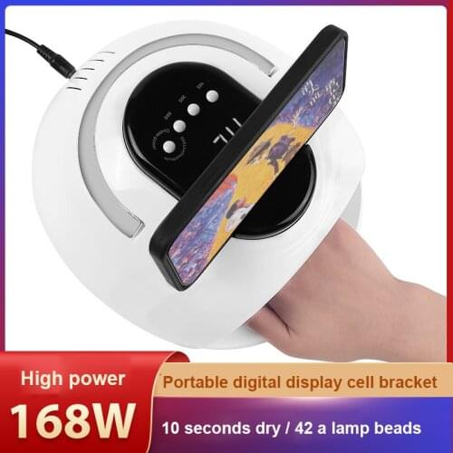 Nail Dryers Portable Nail Art Light Therapy Machine 168W 42 Lamp Beads UV/LED With Mobile Phone Holder Phototherapy Lamp