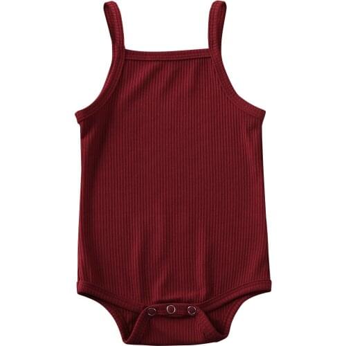 Pudcoco 2020 Summer Newborn Baby Boy Girl Ribbed Sling Bodysuits Jumpsuits Solid Cotton Infant Bodysuit Sunsuit ropa bebe 0-18M