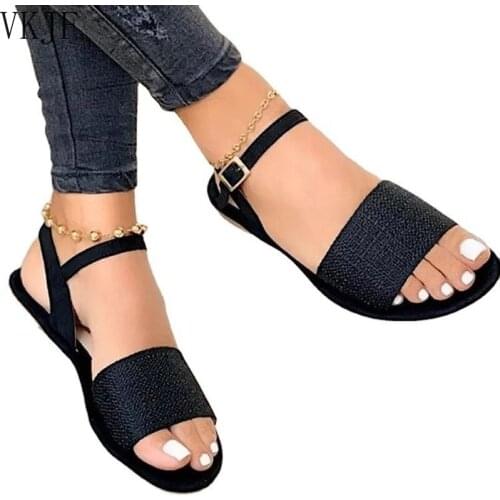 2021 Summer Womens Non-slip Tower Buckle Open Toe Breathable Flat Sandals Casual Fashion Comfortable Outdoor Beach Shoes