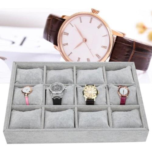 12 Slots Grid Lint Watch Bracelet Bangle Storage Box Watch Storage Packing Gift Organizer Jewelry Display Organizer Holder Case