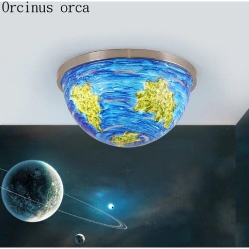 Nordic modern creative painting ceiling lamp living room bedroom childrens room lamp post-modern LED planet ceiling lamp