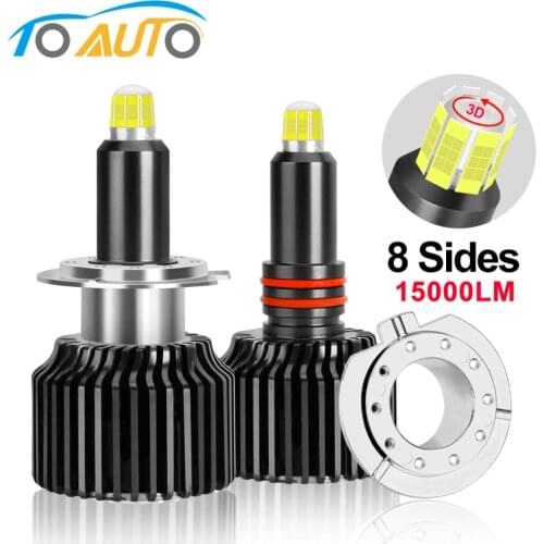 2Pcs H1 H7 Led Canbus H8 H11 HB3 9005 HB4 9006 Led Headlights Bulbs Turbo LED Error Free 8 Sides 18000LM Car Light Auto Lamp 12V