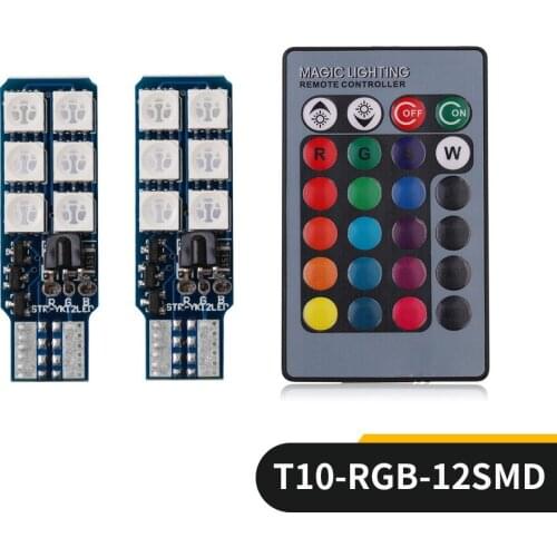 T10 RGB W5W LED Car Clearance Lights 194 168 Bulb Remote Width Interior Lighting For Brake Reading Dome License Lights