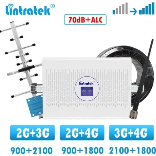 Lintratek GSM 2G 3G 4G dual band signal booster LTE 4g signal booster amplifier 900 1800 2100 cellphone voice internet repeater