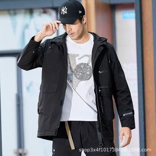 Windbreaker jacket mens large size spring and autumn new waterproof windproof breathable tide brand jacket mens outdoor single